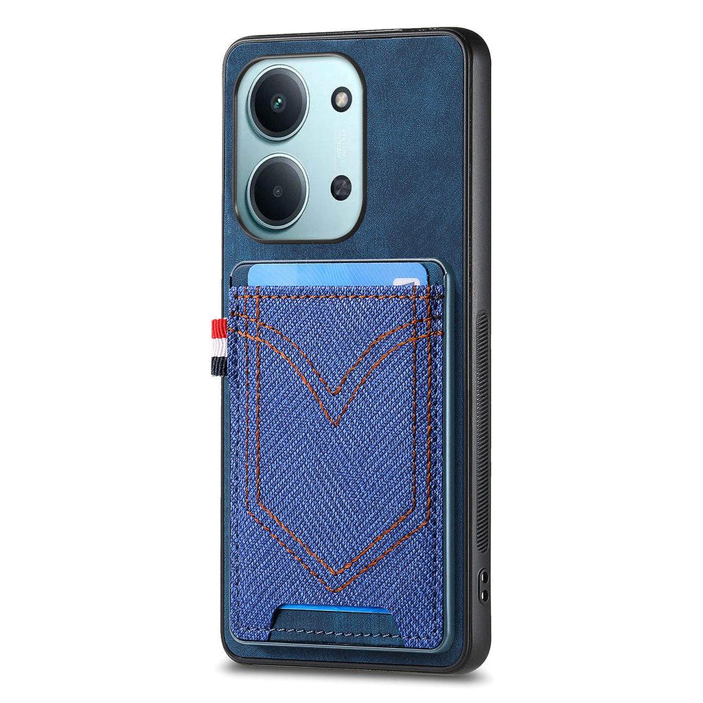 Phone Case For Xiaomi Redmi 15C 4G (EU) (173mm)/15C 5G (EU) (173mm) Retro Jean Cloth Texture Leather Back Cover with Card Holder