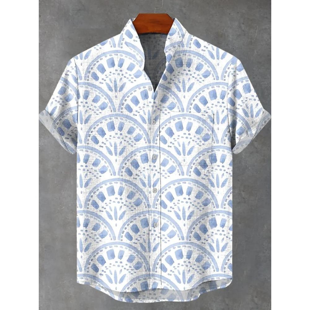 

Men s Short Sleeved Shirt, Brand New Spring and Autumn Collection, 3D Printed, Irregular Stripes XXXL