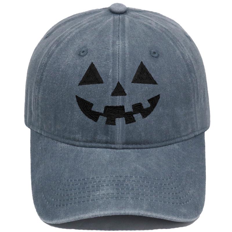 Cross-border Halloween Smiley Pumpkin Embroidered Vintage Baseball Cap - Unisex Casual Style