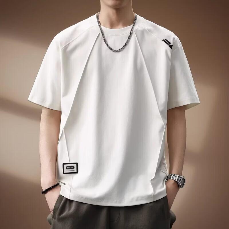 

Men s American Style Spliced Heavyweight Short-Sleeve T-Shirt 3XL