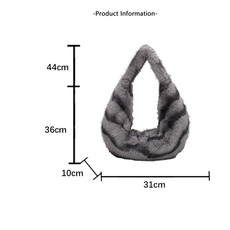 Herbst Winter Damen Plüsch Umhängetasche Luxus Design Kunstfell Gestreifte Handtaschen Amerikanische Mode Retro Weiche Achseltaschen CLE