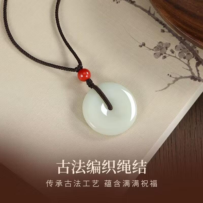 White Safety Buckle Necklace Women's Pendant Guochao Temperament Versatile Handwoven Men's and Women's Safety Necklace