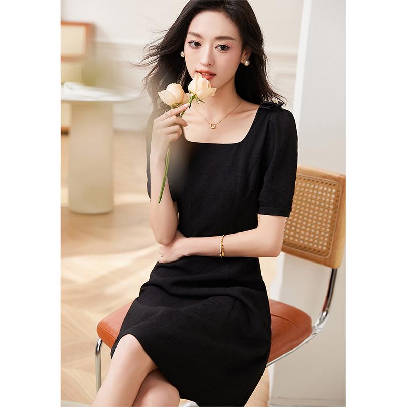 [Shrinking Waist To Show Slim Black Dress] 2025 Summer Temperament High-end Commuting Elegant Design Dress for Women