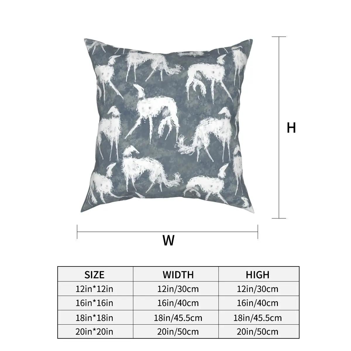 

White Borsois Square Pillow Case Polyester Cushions for Sofa Greyhound Whippet Sighthound Dog Customized Pillowcover Home Decor 12x12Inch