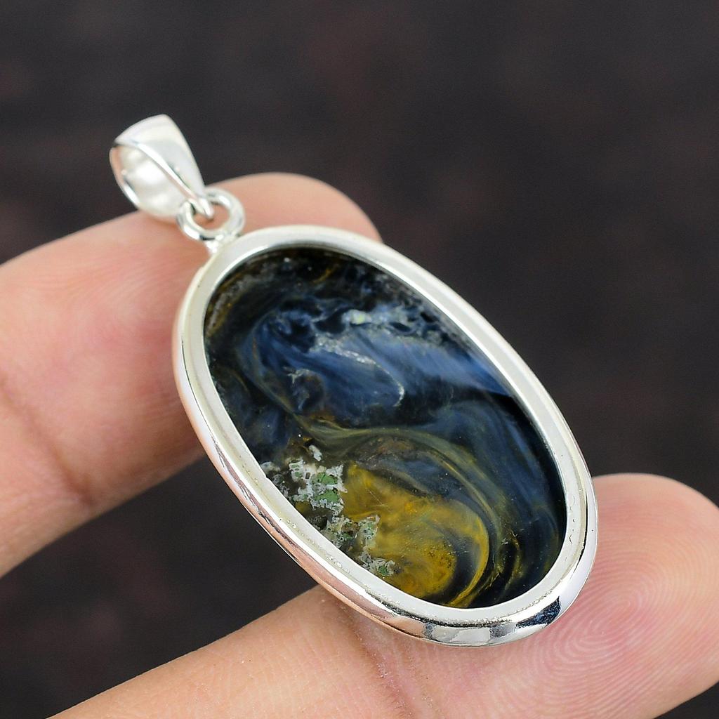 Pietersite hänge Äkta ädelstens hänge 925 sterling silver hänge Handgjorda Boho smycken Etnisk stil hänge Silversmycken för present