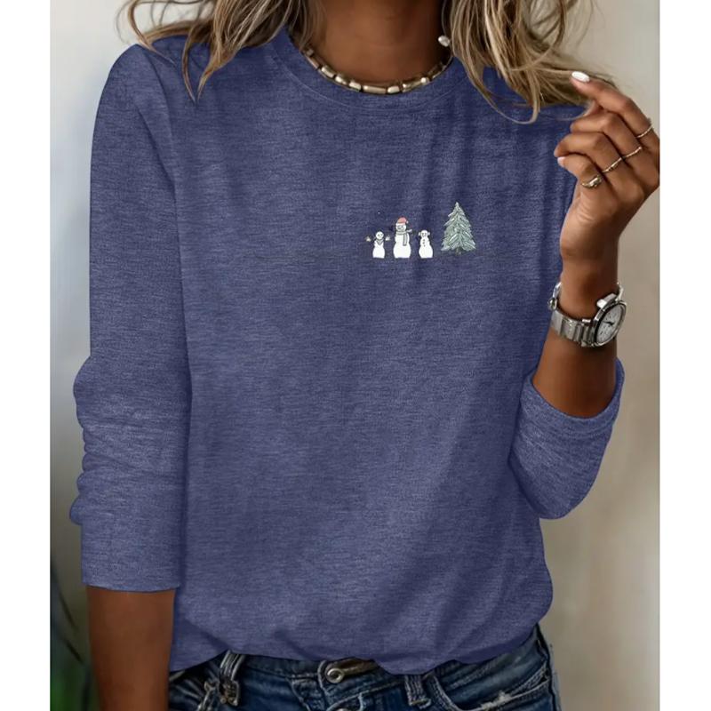 2025 Autumn & Winter Women's New Casual Crew Neck Long Sleeve Top 3D Cartoon Pattern