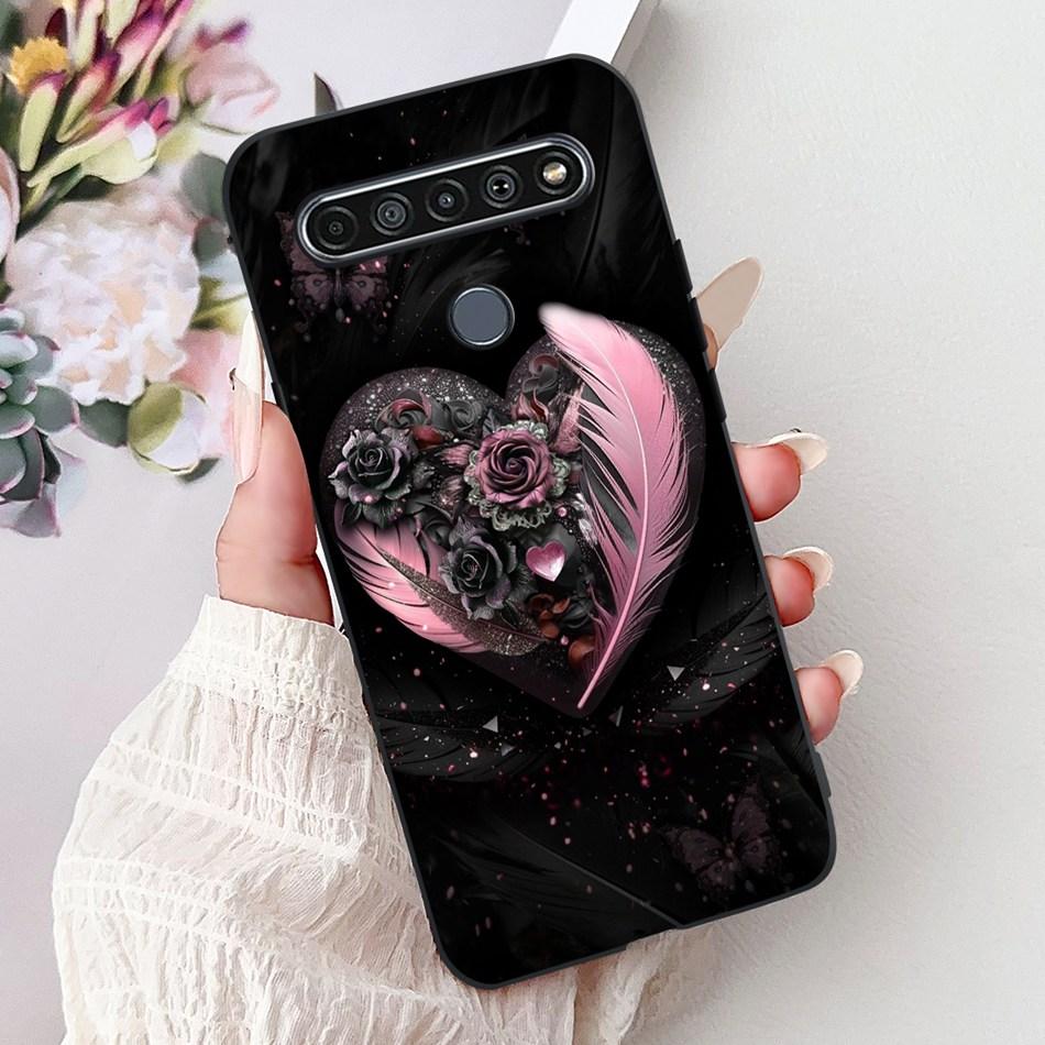 For LG K41S K51S 2020 Elegant Floral Cat Printed Phone Case For LG K41S K51S LM-K410 LM-K510 Black Silicone Soft Cases