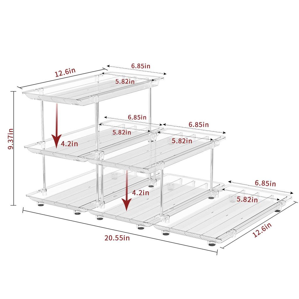 Rack de Armazenamento Transparente Multicamada Empilhável para Alimentos Enlatados e Bebidas