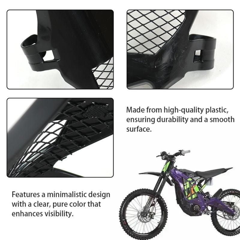 Black Vented Front Guard Panel for Sting Motorcycle Repair, Number Plate Style Cover with Plastic Construction and Side Mount Points for Clean