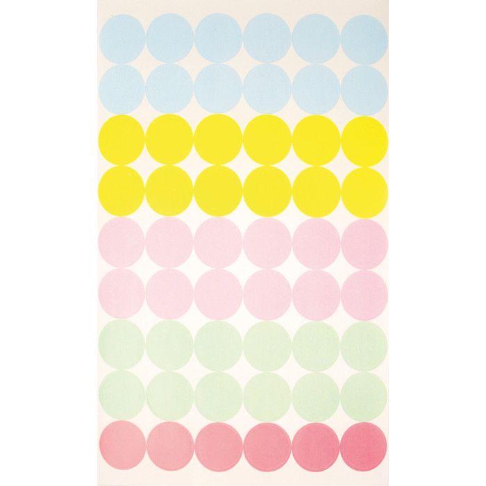 Gommettes rondes Couleurs pastel 1,5 cm 4 planches