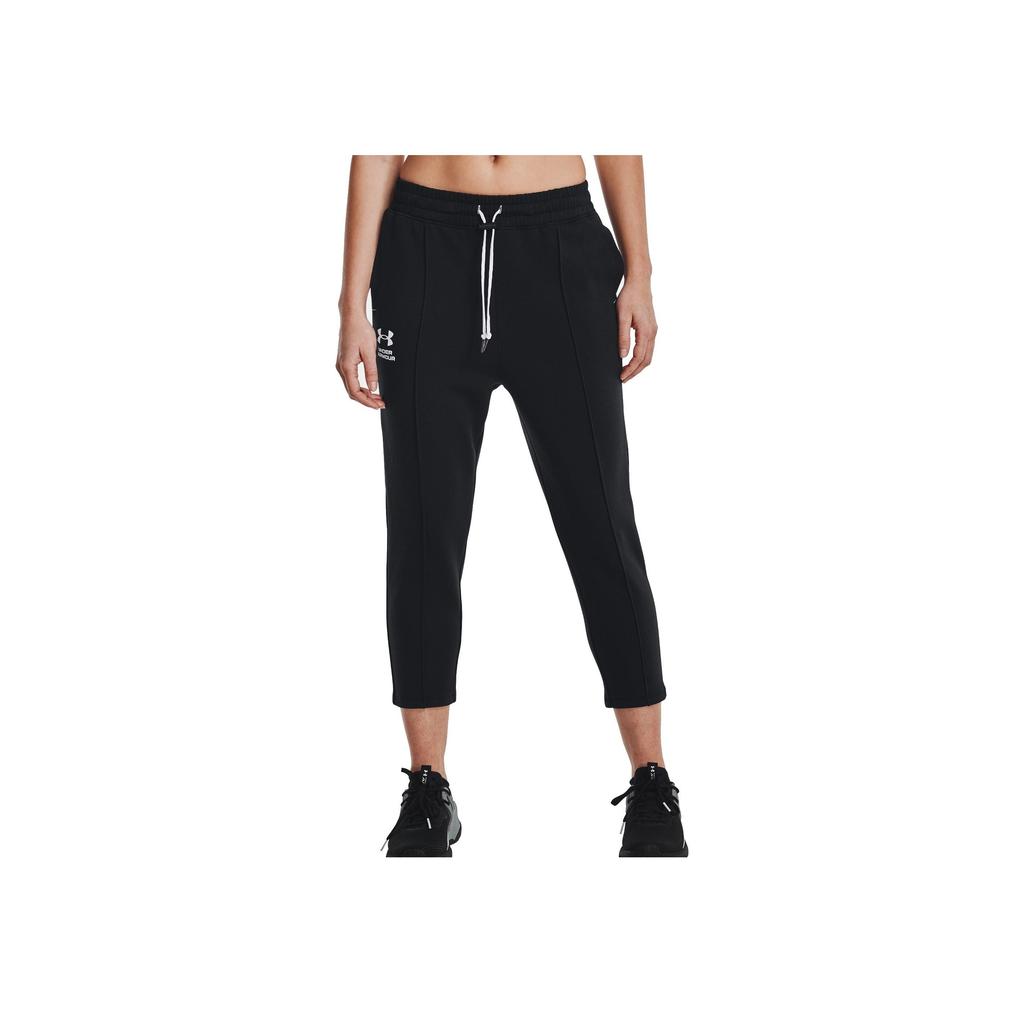 Under Armour Solid Color Logo Drawstring Cuffed Pants Women Pants Black 1374463-001