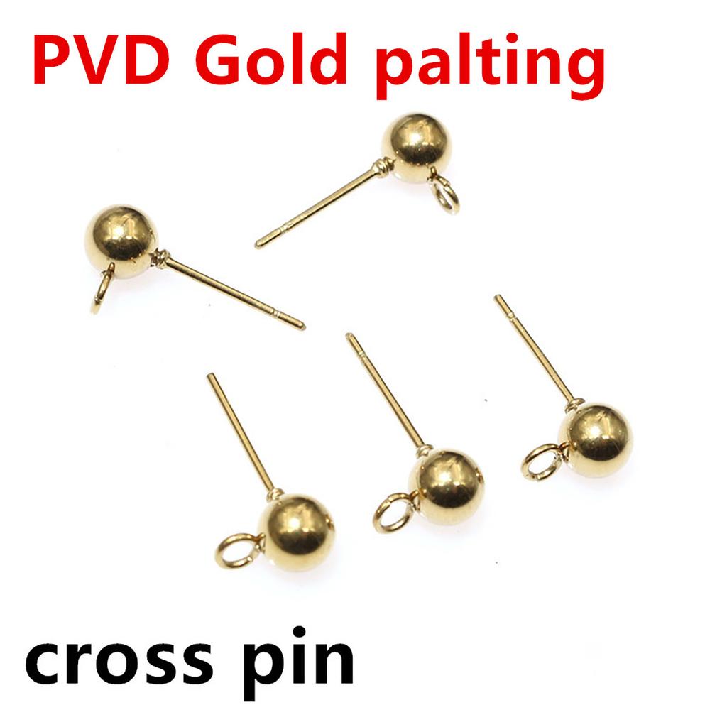 30pcs 3/4/5/6mm 316 Stainless Steel Gold Pin Findings Stud Earring Basic Pins Stoppers Connector For DIY Jewelry Making Supplies
