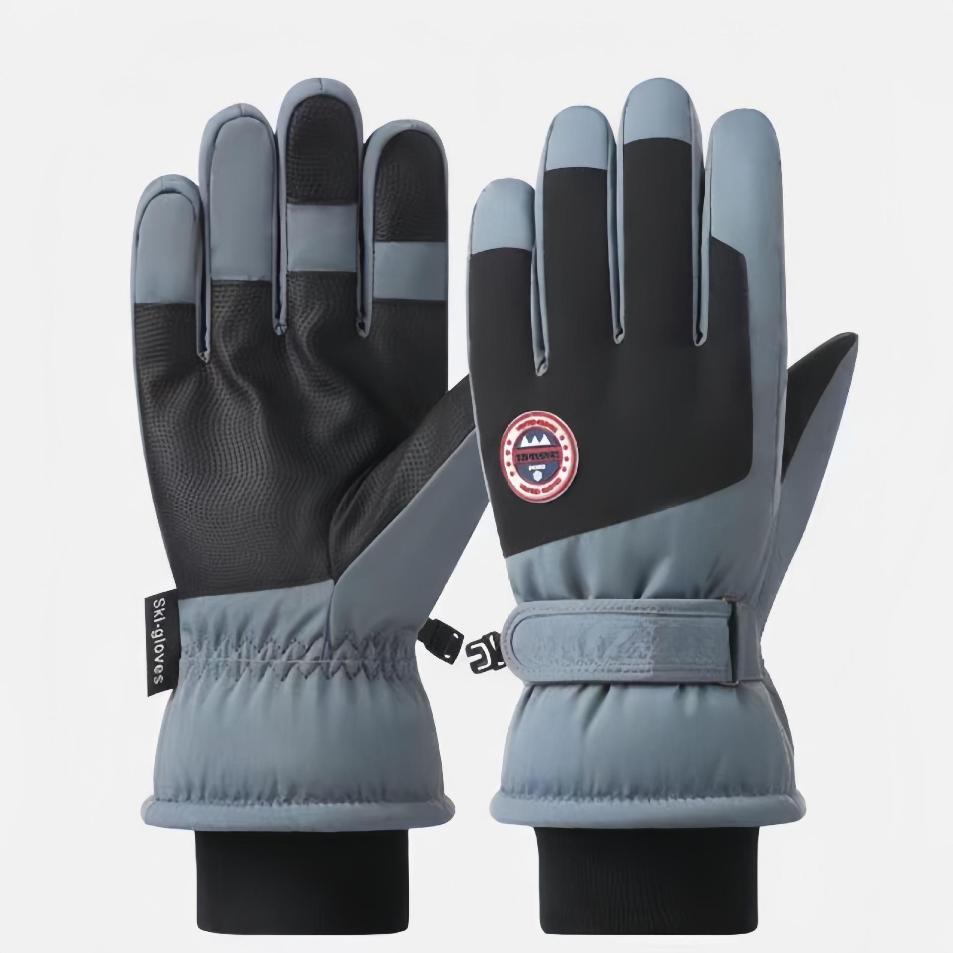 

Зимние теплые лыжные перчатки: Плотные, нескользящие, брызгозащищенные перчатки для сенсорных экранов для активного отдыха Male One Size чёрный/синий