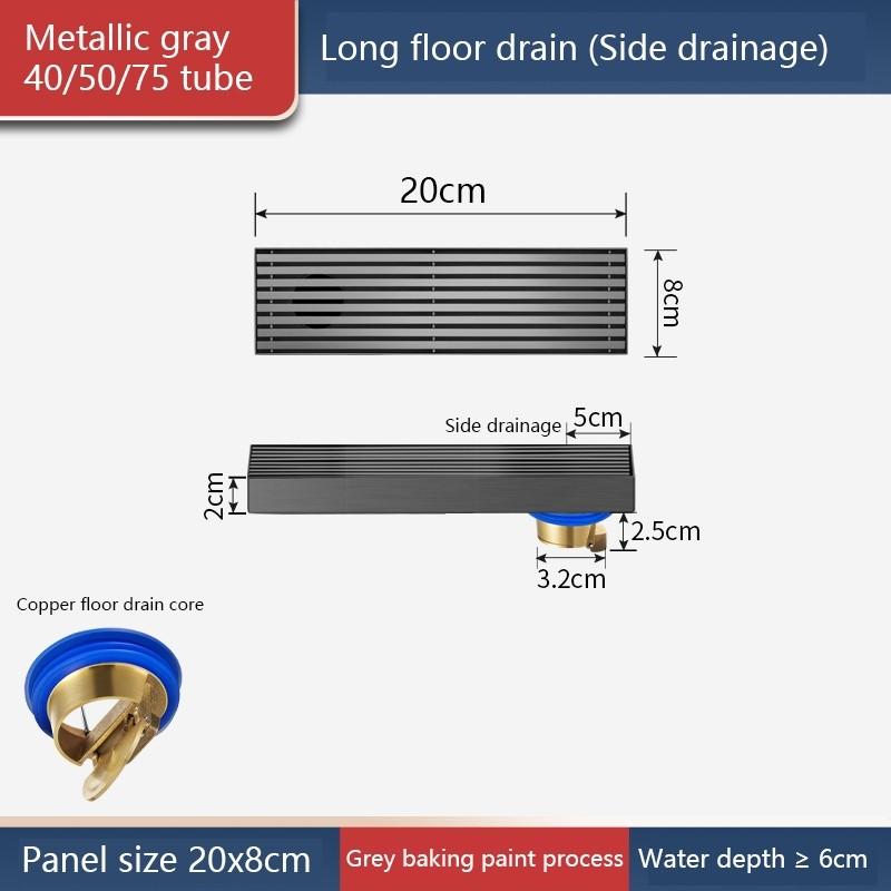 High Quality Bathroom Floor Drain 304 Stainless Steel Rectangular Drain Odor Prevention Shower Drainage Pipe