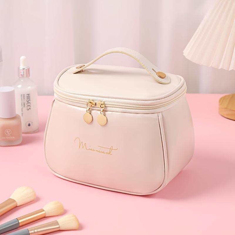 Portable Makeup Bag,  Standing Makeup Bag - Portable Large Capacity Desktop Makeup Storage Bag, Minimalist Design Makeup Bag белый
