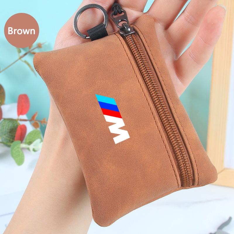 Suede Car Key Case Zipper Mini Storage Bag For BMW 1 3 5 7 Series M Performance X1 X3 X4 X5 F10 F15 F16 F20 F30 M3 M4 E34 E46 Cypd20