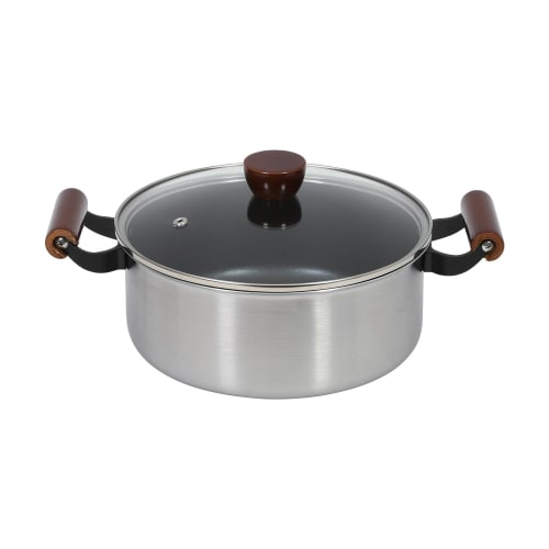PEARL METAL HC-210 Fast Cook Pot, 22cm with Glass Lid, Induction Compatible, Double-Layered Diamond-Coated Steel, Lightweight and Durable