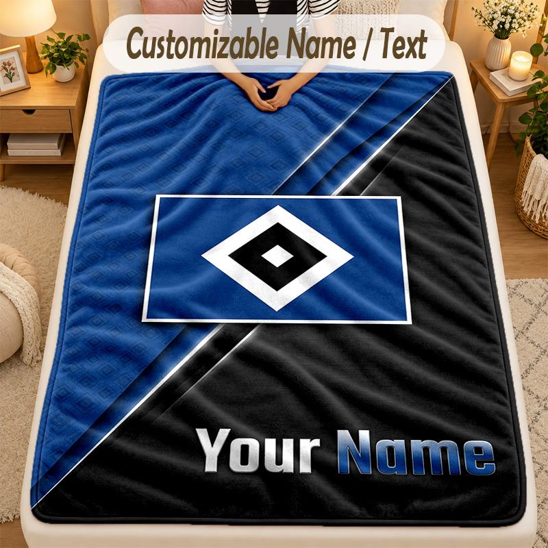 Flannel BlanketHamburger SV Custom Name Text Personalized Soft Warm Throw Blanket Home Decor Gift