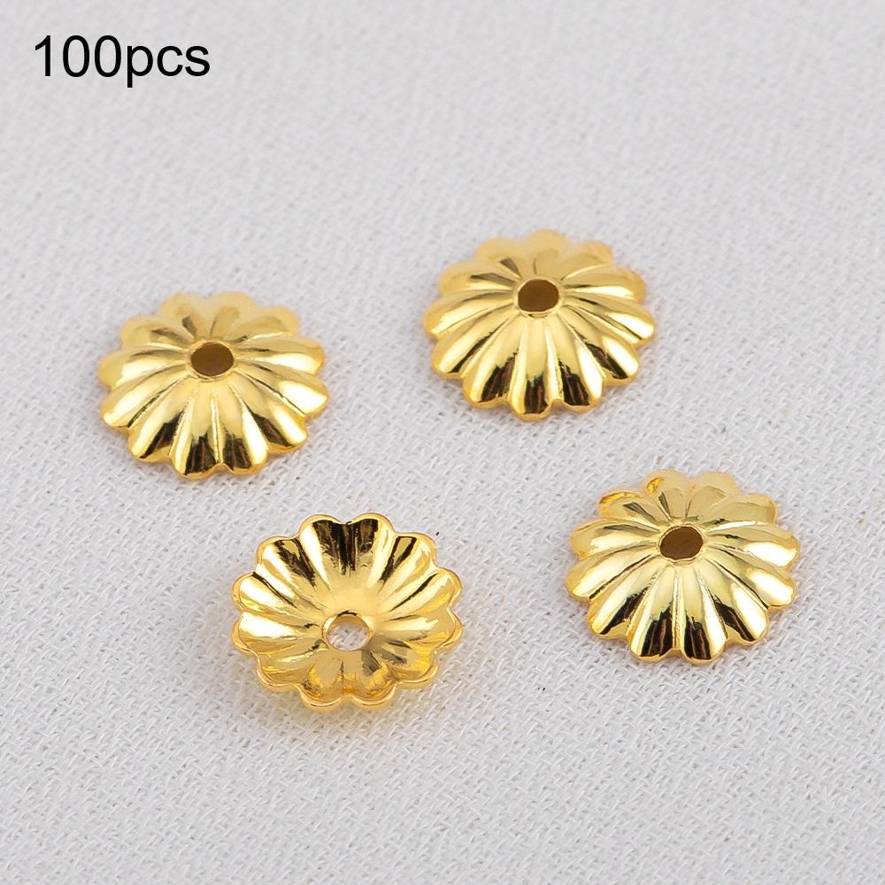 10/15/20/50/100pcs 18K Gold Plated Wave Flower Bead Caps Bracelet Necklace Crafts Round Bead Cap DIY Jewelry Making Accessories