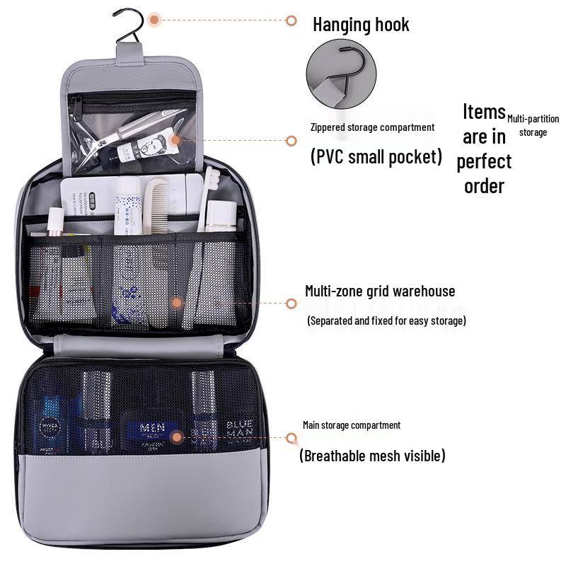 Luxus-Kulturtasche für Herren, Wasserdicht, Nass-/Trockentrennung, Ideal für Reisen, Großes Fassungsvermögen, Tragbar, Aufbewahrung für Make-up & Pflege