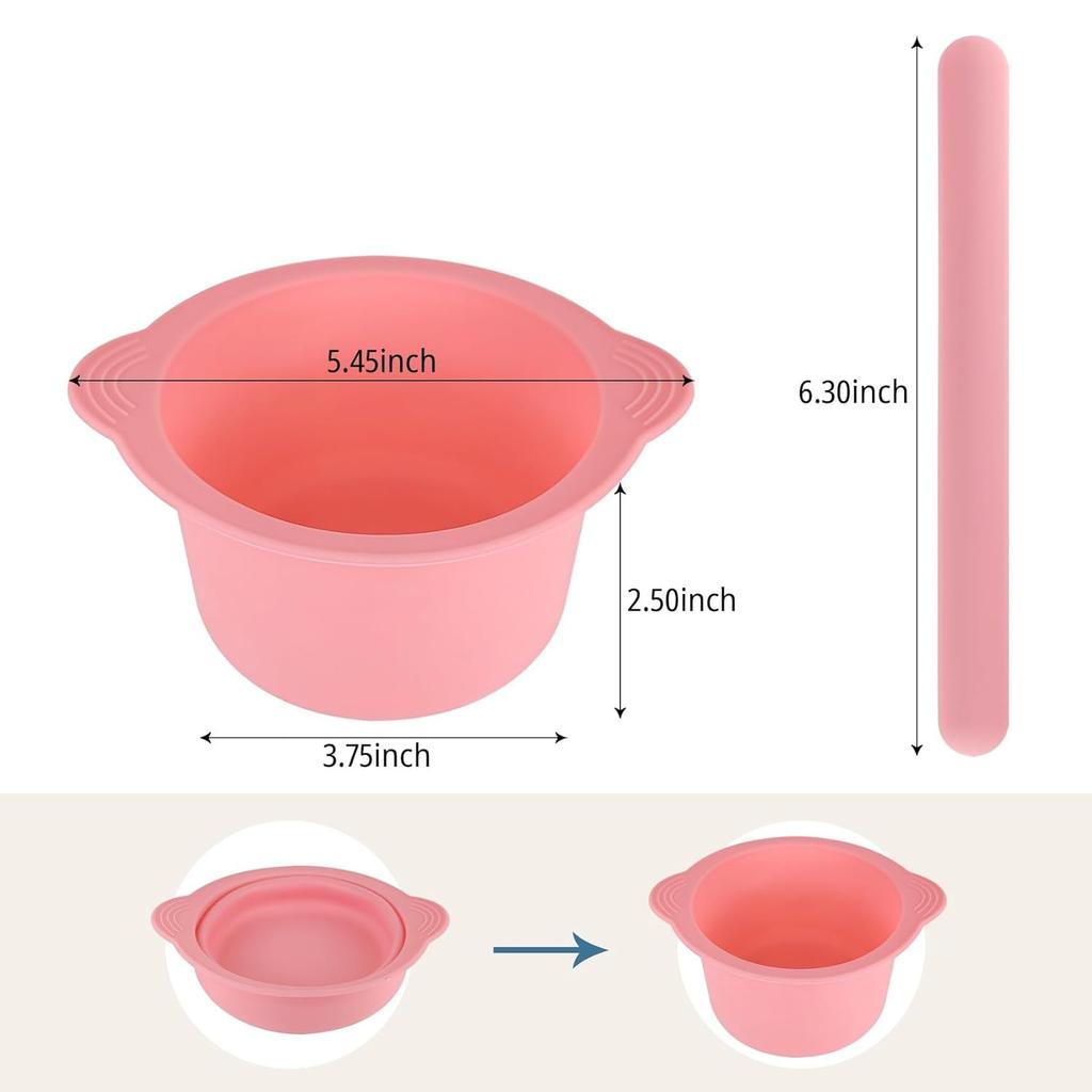 2 Pack Silicone Wax Warmer Liner with Spatula Sticks, Reusable Silicone Waxing Bowl, Wax Pot Liner for Hair Removal (2)