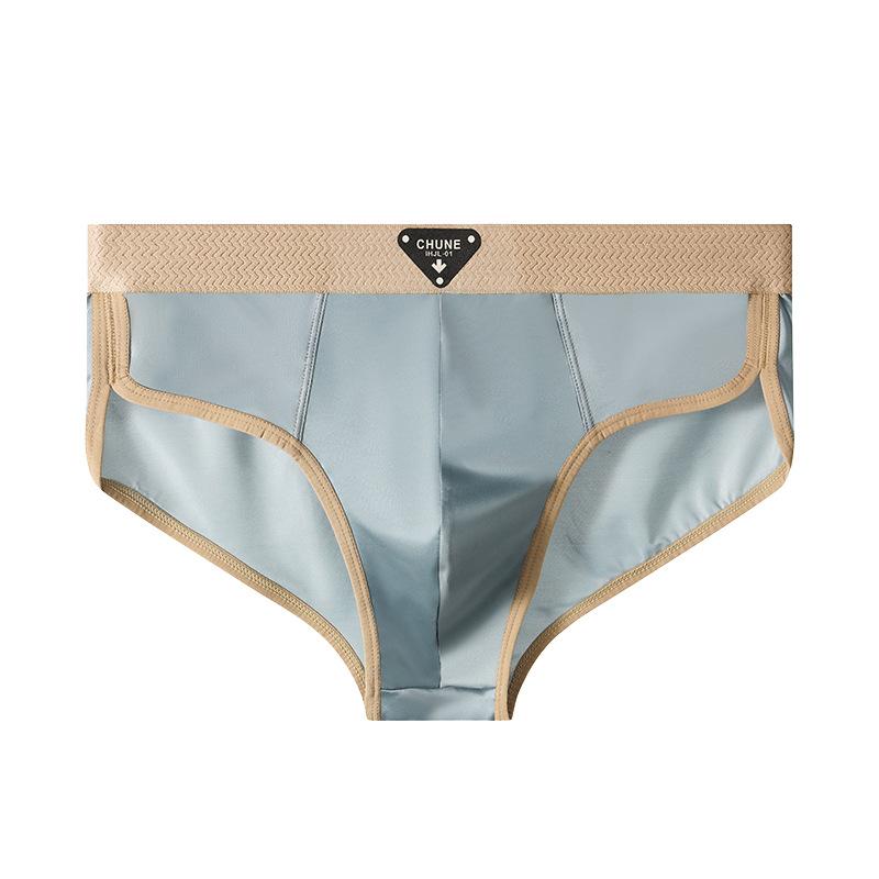 Men's Triangle Underwear Ice Silk New Solid Color Mid Waist Men's Plus Size Breathable Men's Underwear