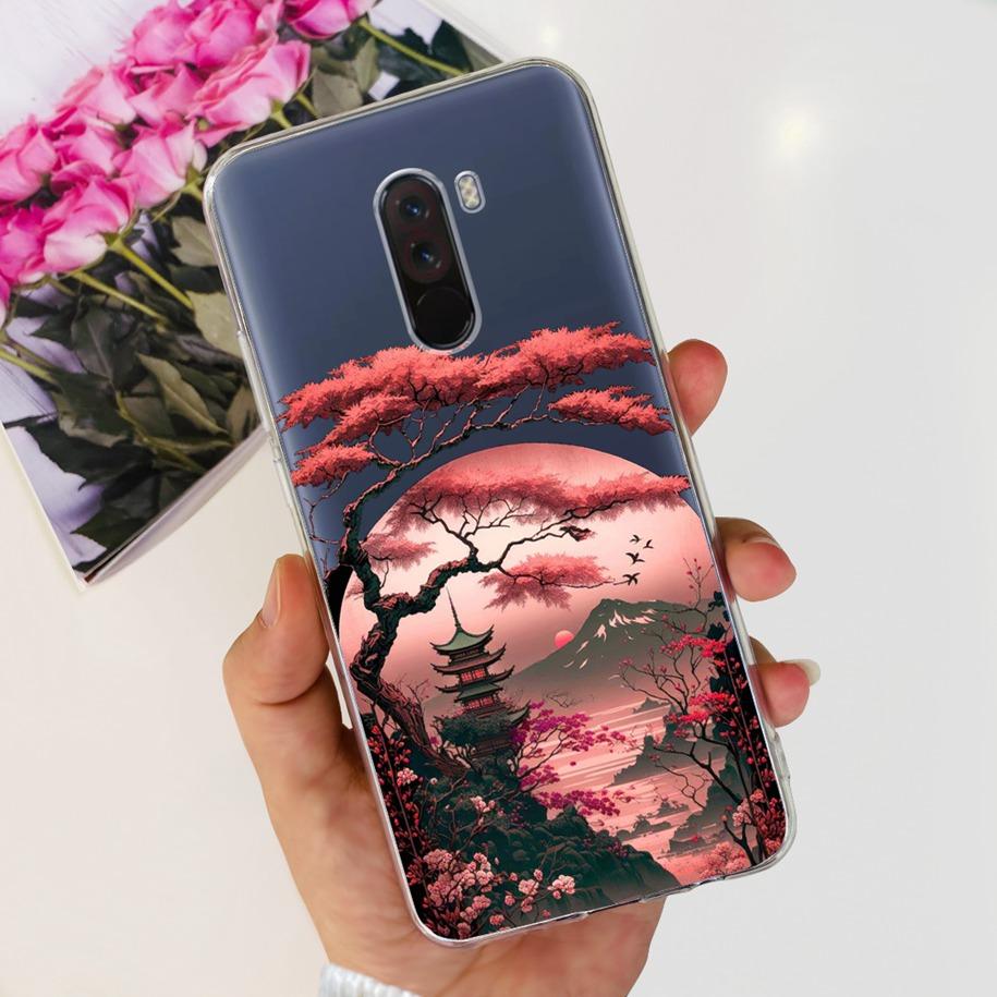 Para Xiaomi Pocophone F1 Funda Poco F1 Moda Flor Cubierta Silicona Suave Delgada Funda de Teléfono Para xiaomi Pocophone F1 Global F 1 Funda
