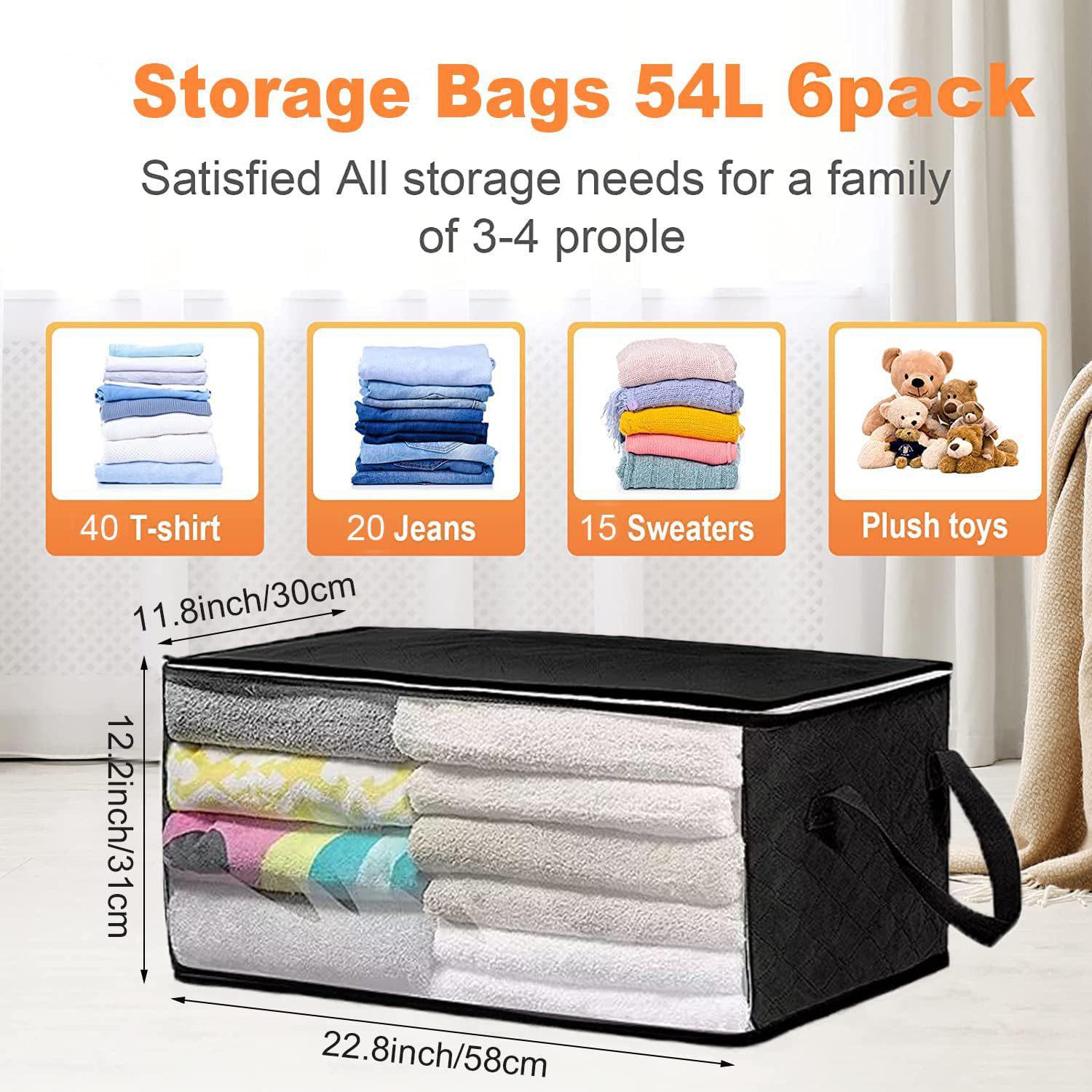 

Transparent Large Capacity Multi-Functional Storage Bag for Clothes and Quilts - Dustproof and Moistureproof Black Horizontal 58cm*30cm*31cm чёрный