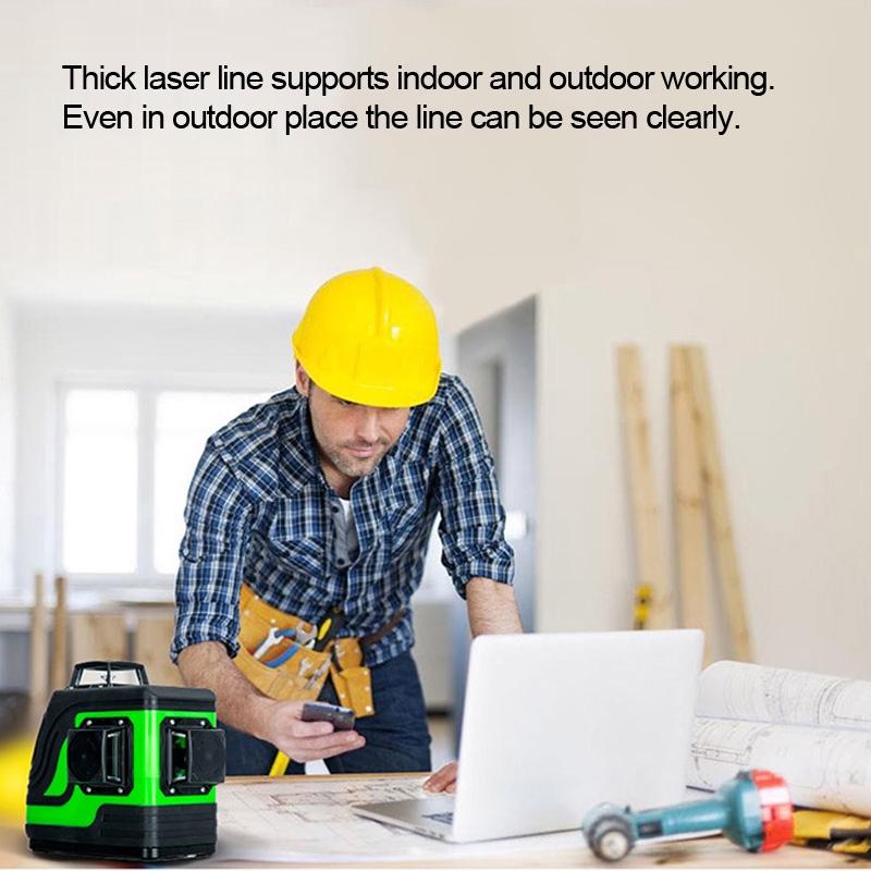 IP54 12 Lines Laser Level  Green Self Leveling 3D Vertical Horizontal Leveling Tool