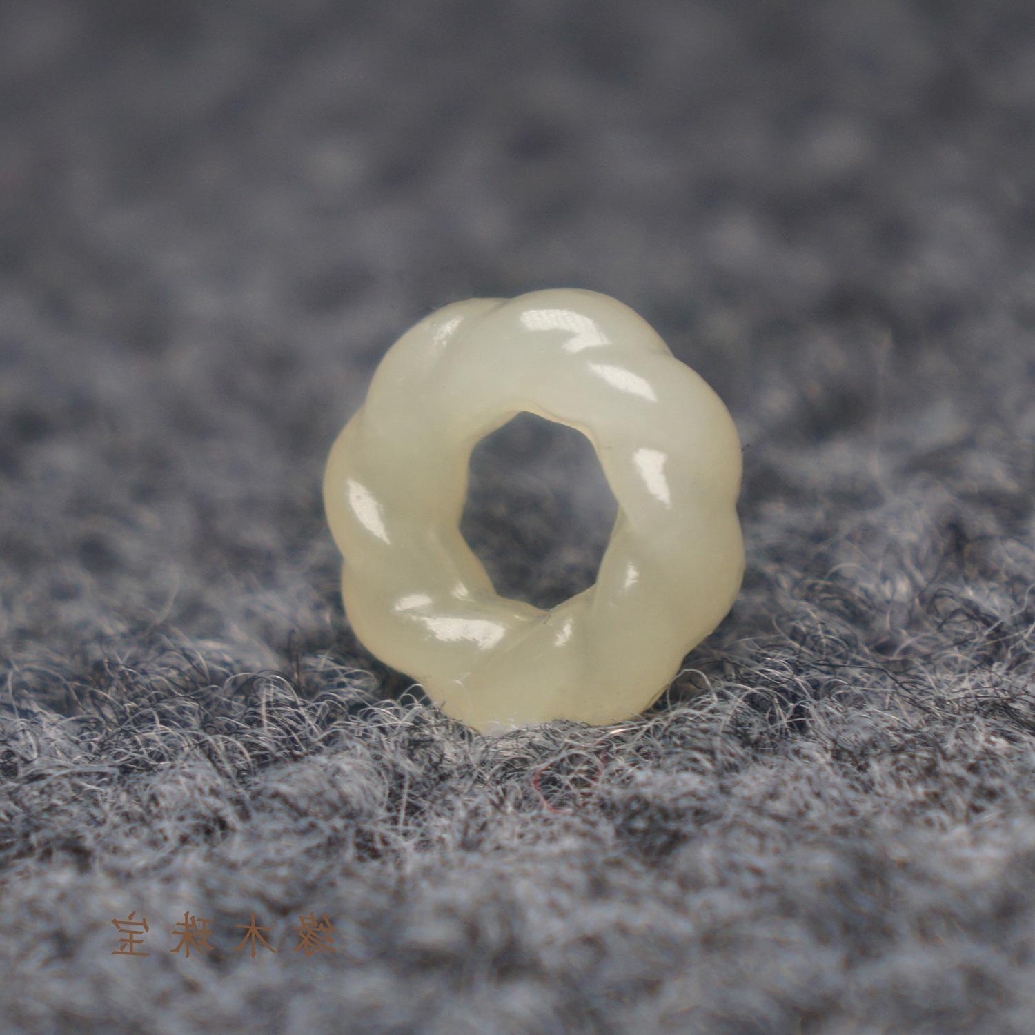 Натуральный нефрит Хэтянь Цинхай Бусина-разделитель «Доннат» Резьба - Маленький аксессуар для DIY No Hole