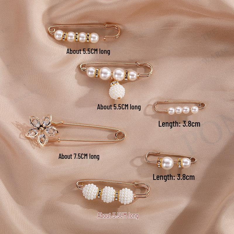 Pearl Waist Cinching Pin Set – Safety Pin Brooch for Women's Clothing