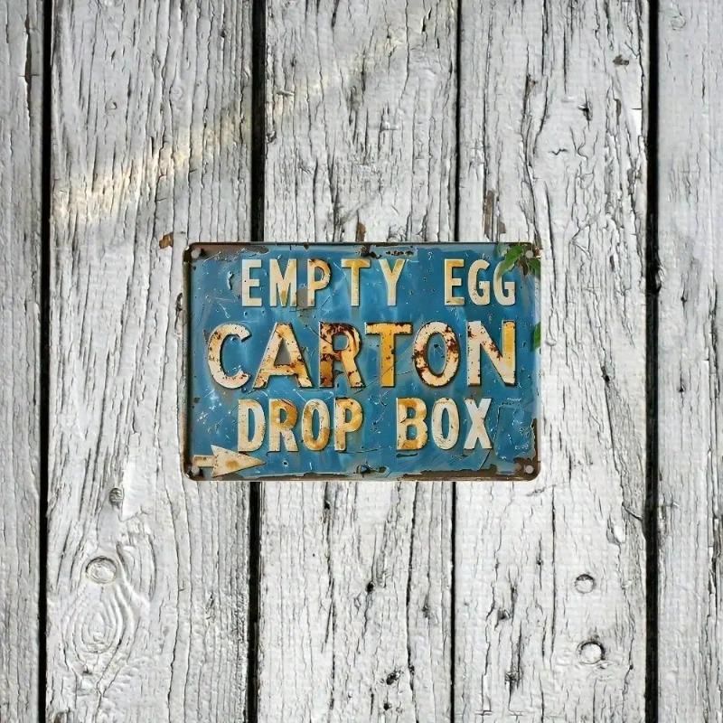 Vintage Egg Carton Metal Sign Wall Decor Farmhouse Kitchen Rustic Art