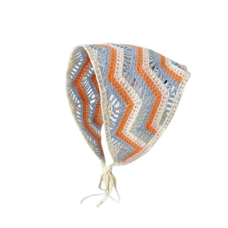 Ręcznie robiona szydełkowa trójkątna chusta na głowę: Francuski Retro, Wszechstronny, Styl Pastoralny