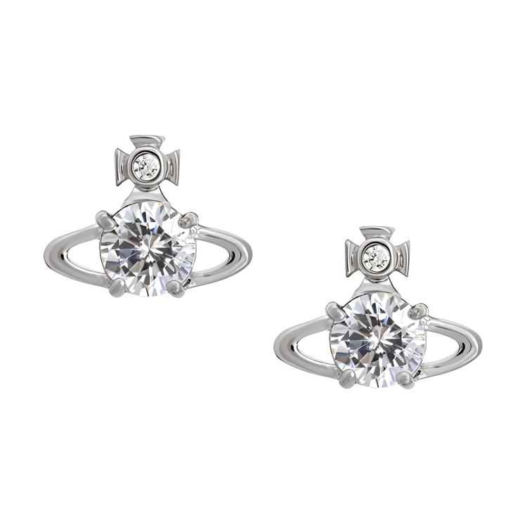 Vivienne Westwood Reina Galaxy Orbit Crystal Decorated Brass Earrings Women earrings Silver 6201007002P102P102 Box
