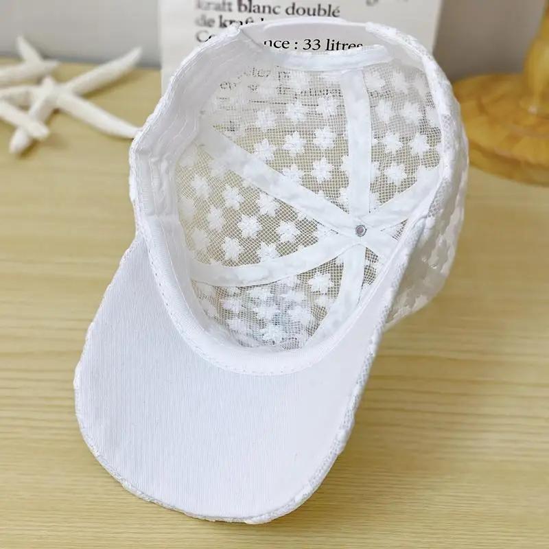 Breathable Summer Thin Lace Baseball Cap Women's Embroidered Flower Mesh Sunshade Hat Korean Style Fashionable Outdoor Cap