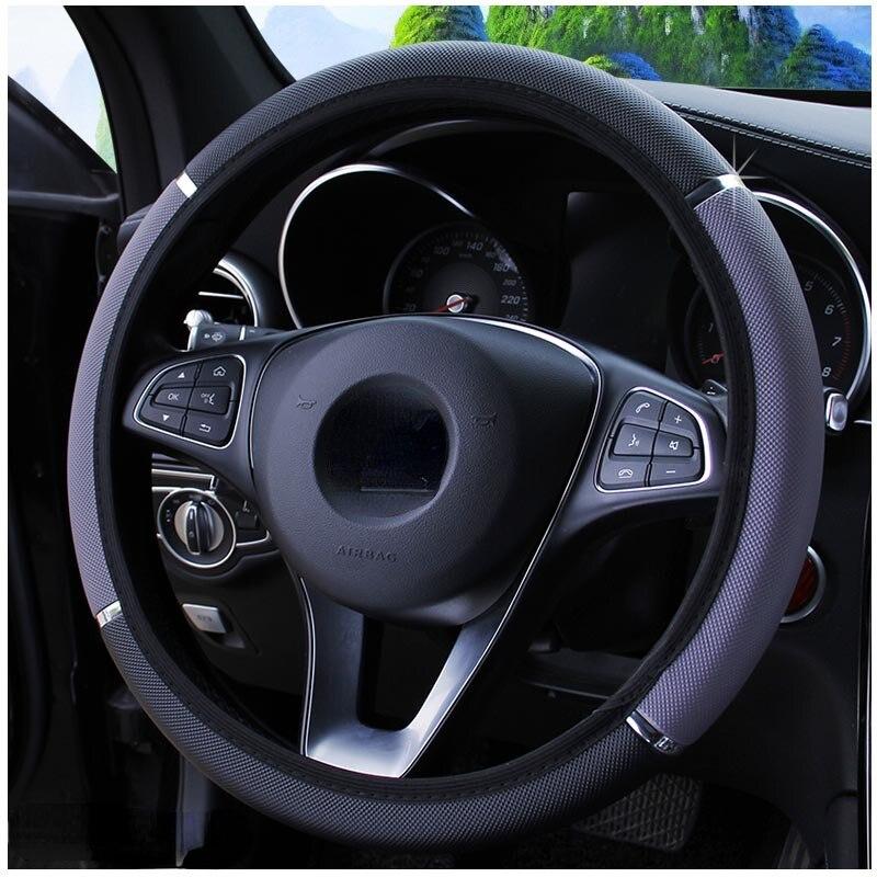 Evrensel Araba direksiyon kılıfı Otomatik Direksiyon JANT KAPAĞI Spor Deri Araba-styling Uygun 37-38 cm Oto Dekorasyon