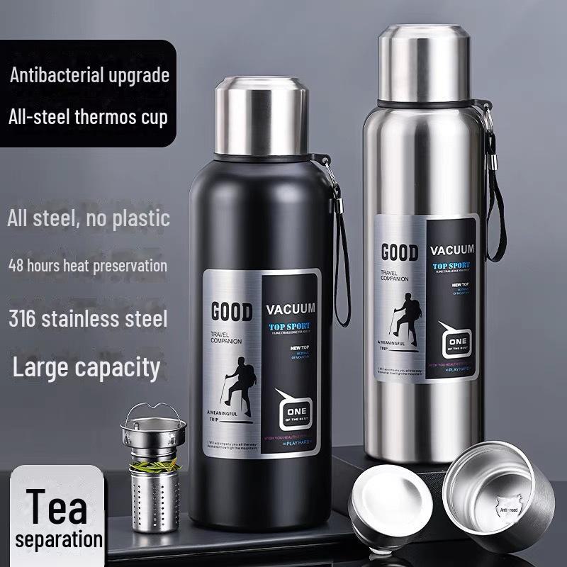 

Термос-чашка большой емкости из нержавеющей стали 316 для занятий спортом и фитнесом на открытом воздухе с функцией разделения чая и воды 600ml