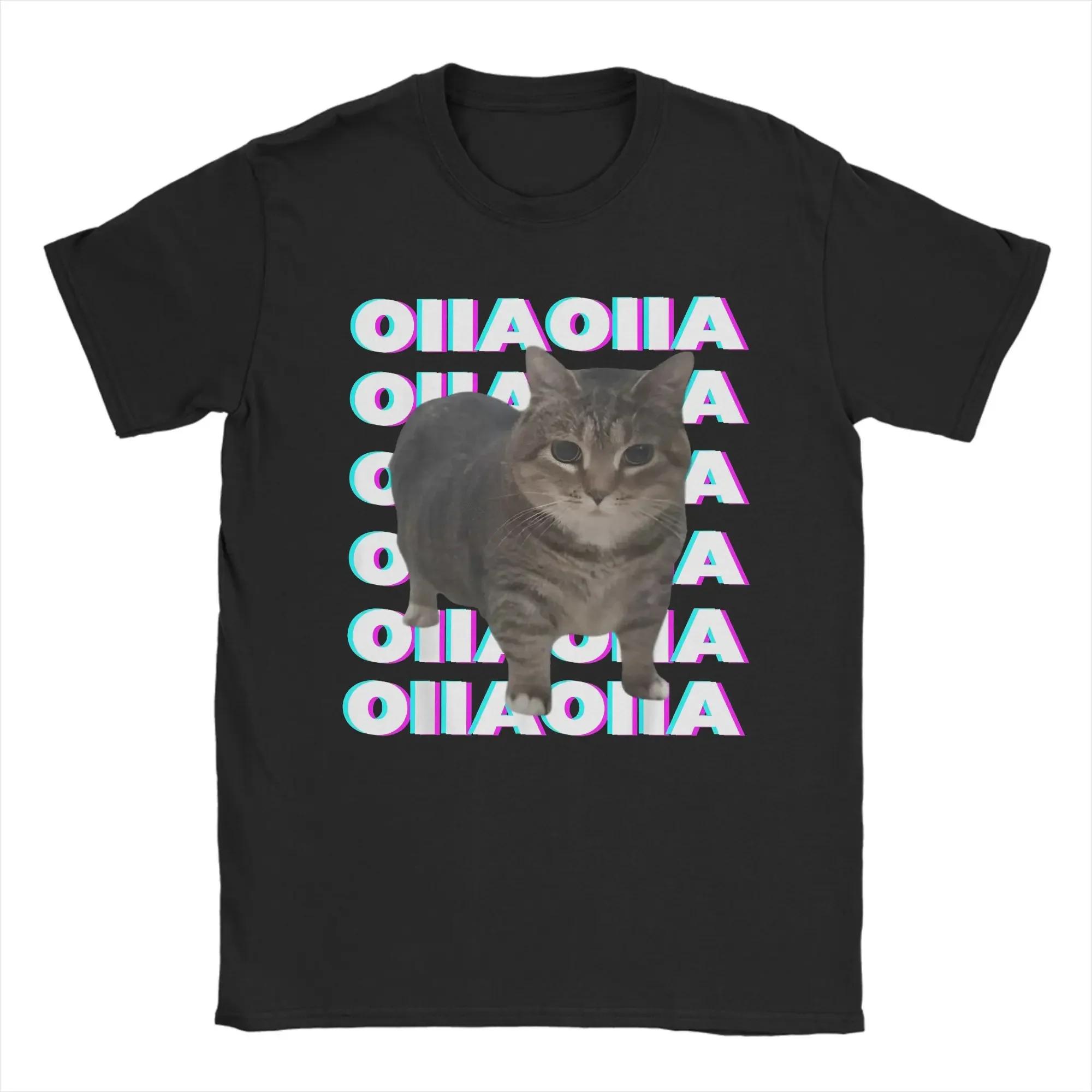 OIIA OIIA Spinning Cat Meme Glitch Disco Women T Shirt Funny Trendy Tees Short Sleeve Round Collar T-Shirt S