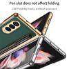 With S Pen Holder Cover For Samsung Galaxy Z Fold 3 5g Case Shell Film Integrated Electroplating Plain Leather Pen Slot Z Fold3