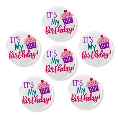 New Happy Birthday Theme Party Badge White Tinplate Handmade Birthday Badge