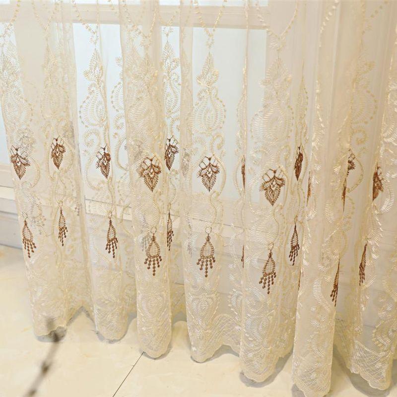 Cortinas transparentes bordadas estilo Glamour europeo, Tratamientos para dormitorio, oficina, cocina, sala de estar, estudio