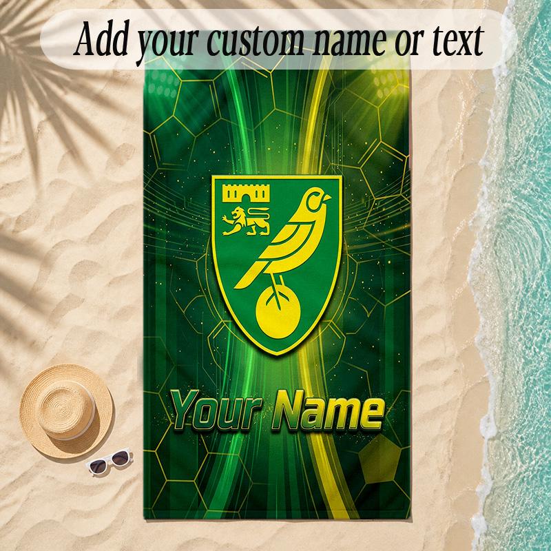 Beach TowelNorwich City Custom Name Text Personalized Soft Towel for Beach Pool Indoor Home Decor Gift