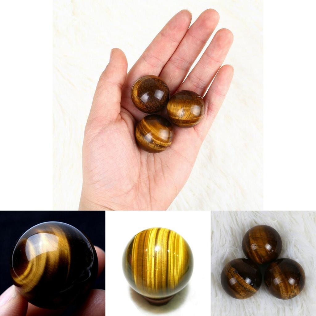 Genuine Natural Tiger Eye Quartz Crystal Sphere In Dark Yellow For Concentration And Balance