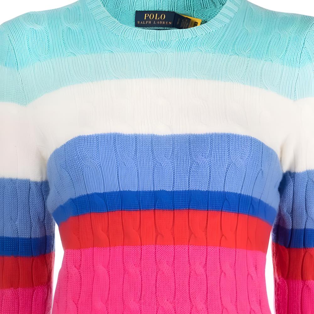 Polo Ralph Lauren FW22 Colorful Striped Cashmere Sweater Women sweater Blue 211856723-001