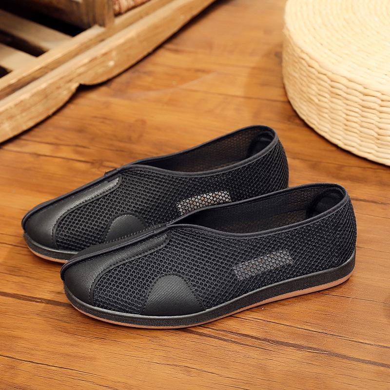 

Мужская обувь Летние кроссовки Дышащая повседневная обувь Модные мужские сетчатые туфли на плоской подошве со шнуровкой Легкая прогулочная обувь 38 чёрный