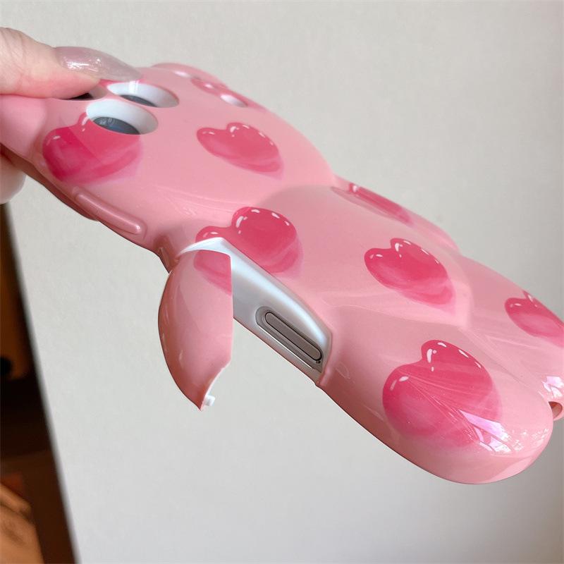 Cartoon Love Heart Bear Anti-fall Phone Case for iPhone 11, 13, 14, 15, 16, 17, PRO/MAX Series