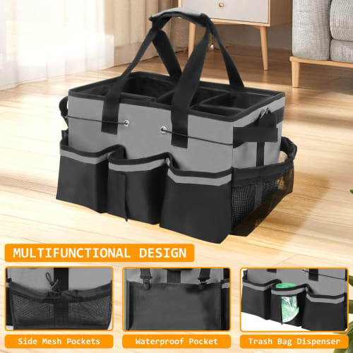 Cleaning Supplies Storage Bag, Work Bag, Multi-functional Pockets, Waterproof Cleaning Tote Bag, 2-Way, Compact Design, Shoulder Strap, Removable Divi