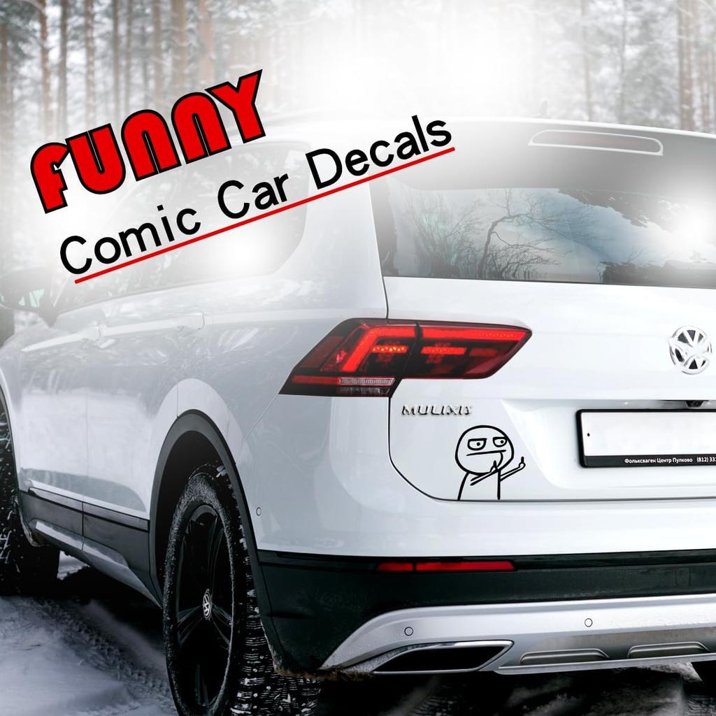 Funny Car Sticker, Waterproof Vinyl Anime Decal, Computer Truck Sports Car Motorcycle Decoration (Black)