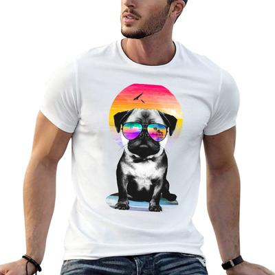 Pug T-Shirt Basic Breathable Solid Color T-Shirt