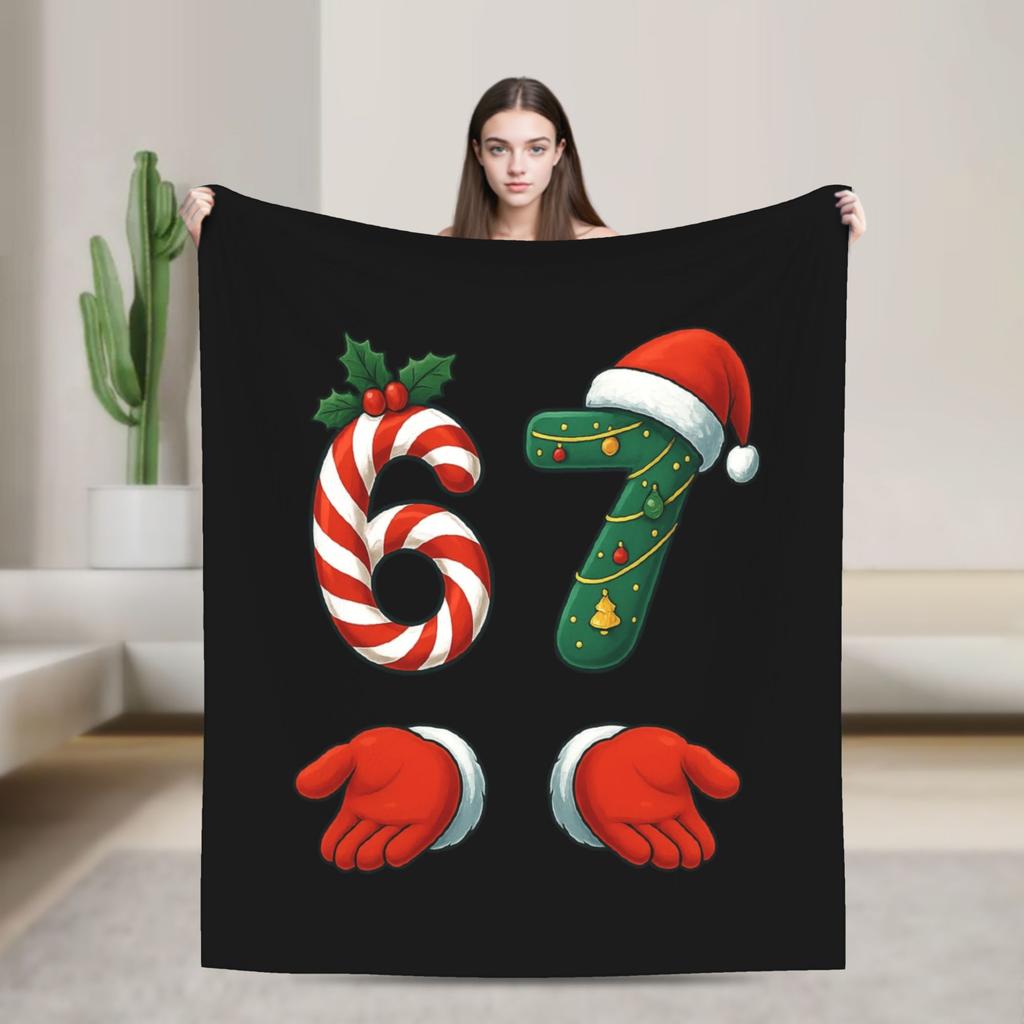 67 Six Seven Funny Meme Blanket Quality Warm Soft  Throw Blanket Winter Girls Boys Living Room Graphic Bedspread